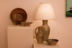 Salt glazed pots by Nan Rothwell at McGuffey Art Center